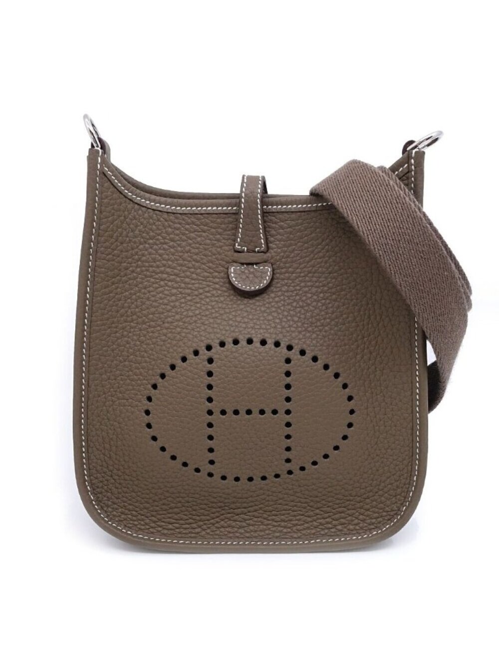 Hermes Evelyne TPM 16 Shoulder Bag Etoupe Time Gray Ju Taurillon Clemence